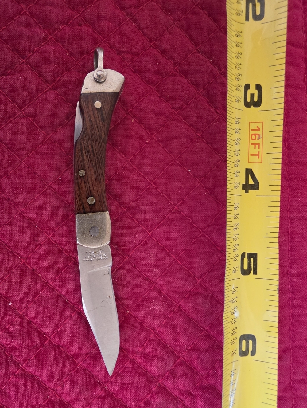Schrade "Uncle Henry" LB 1 USA Folding Pocketknife Wood Handle - Brown & Silver